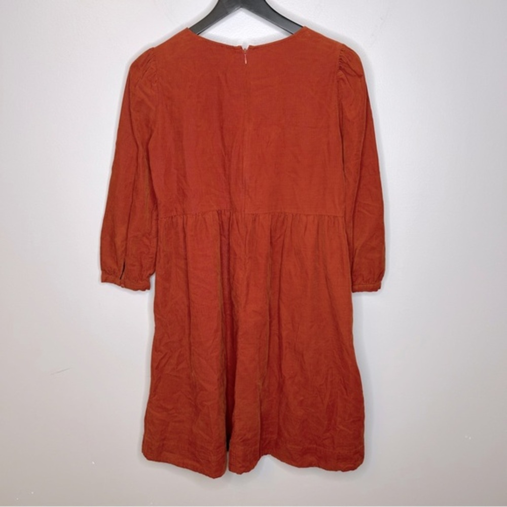 Madewell Rust Colored Corduroy Puff-Sleeve Mini Dress Size‎ XS - Picture 2 of 9